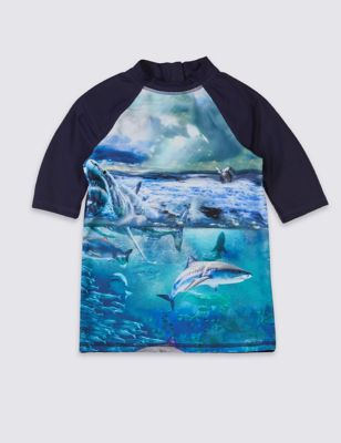 Shark Print Rash Vest &#40;3-14 Years&#41;